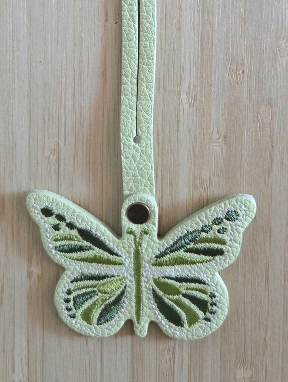 Portland Leather Monarca Butterfly Bag Charm Tassel in Shadow Lime